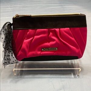 Juicy Couture Pink and Black Pleated Cosmetic Bag